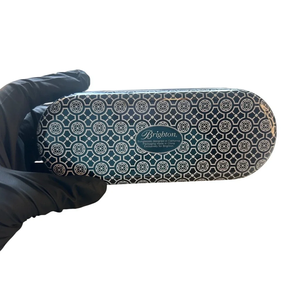 Brighton Sunglasses Case Black White‎ Floral Pattern Hard Clam Shell